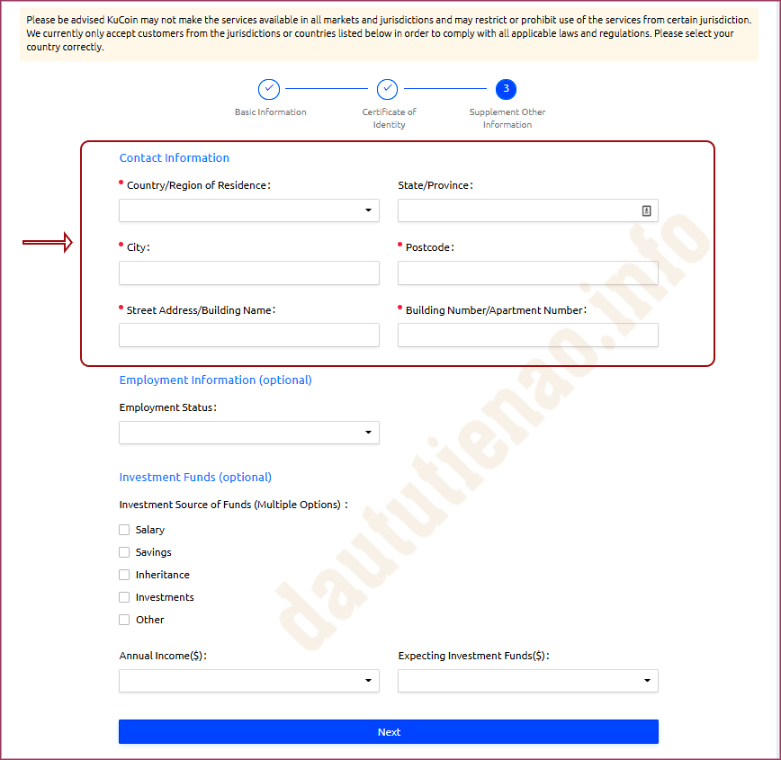 Xác minh danh tính KYC trên sàn Kucoin 7