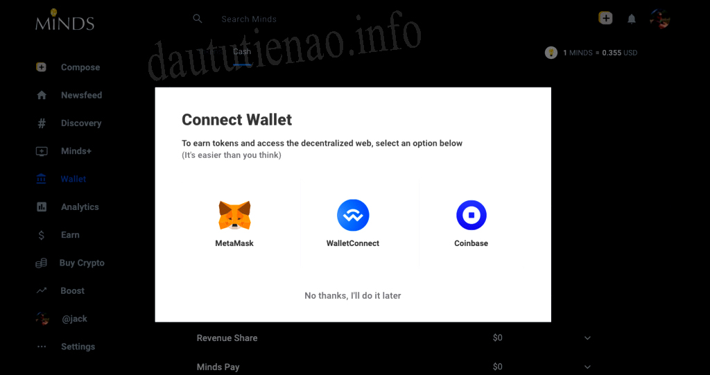 Minds token wallet connect